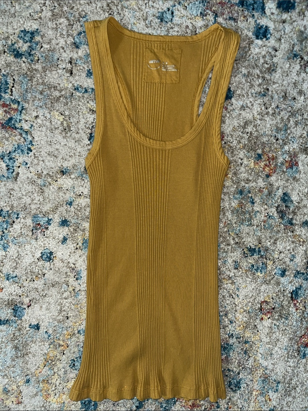 aerie Ribbed Scoop Tank Top - Mustard